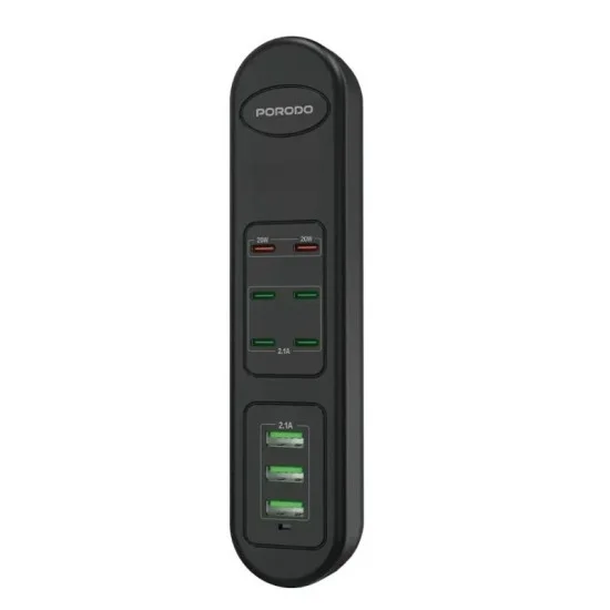 Porodo 50W Multi-Port Usb Charging Hub - Black